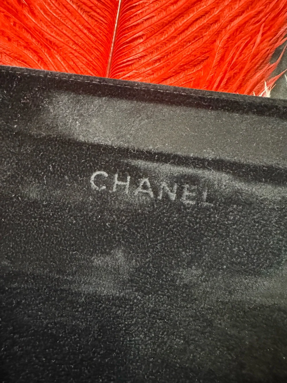CHANEL 💯% Authentic Black iconic embossed branding velvety interior eyewear case